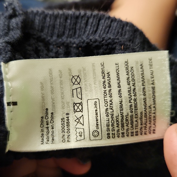 {5\$15}H&M  12-18M Blue/Pink/Gold Owl Sweater - Picture 6 of 6